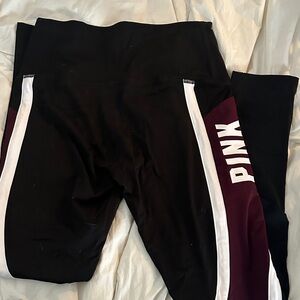 PINK Victoria's Secret Leggings in Black and Burgundy